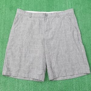 Greg Norman Shorts Mens 38 Gray Plaid Golf Performance Lightweight Polyester‎